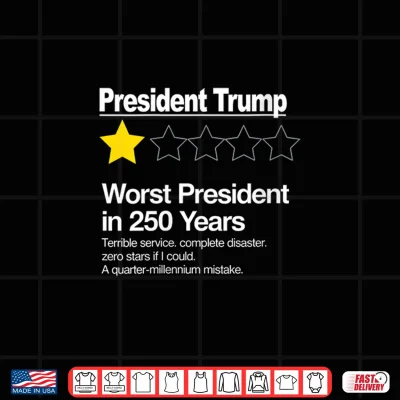 Design Worst President in 250 Years 1 Star Review Trump Satire Shirt