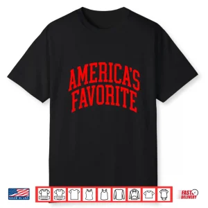America Favorite Red Varsity Patriotic Lettering Shirt