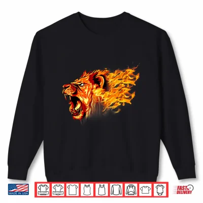 Sweatshirt Fiery Leo Lion Apparel Lion Shirt