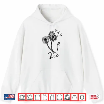 Hoodie Leo Dandelion Zodiac Sign Floral Horoscope Shirt