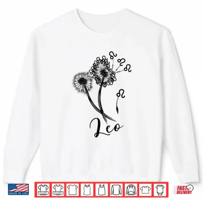 Sweatshirt Leo Dandelion Zodiac Sign Floral Horoscope Shirt