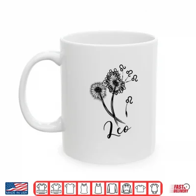 Mug Leo Dandelion Zodiac Sign Floral Horoscope Shirt