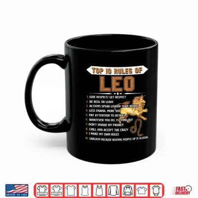 Mug Leo Zodiac Birthday Gift Top 10 Rules Of Leo Gift Funny Shirt