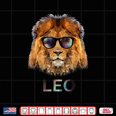 Design Leo Zodiac Lion With Cool Sunglasses Birthday Shirt