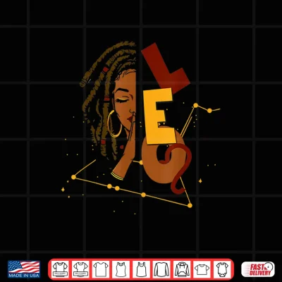 Design Black Culture Leo Afro Locs Zodiac Signs Birthday Shirt