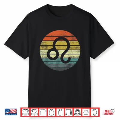 Leo Gifts Funny Retro Sunset Zodiac Sign Birthday Shirt