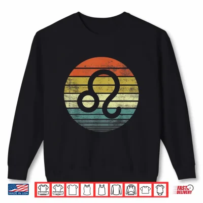 Sweatshirt Leo Gifts Funny Retro Sunset Zodiac Sign Birthday Shirt