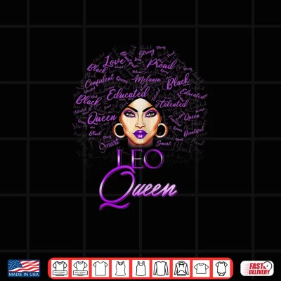 Design Leo Purple Afro Queen Black Zodiac Birthday Shirt