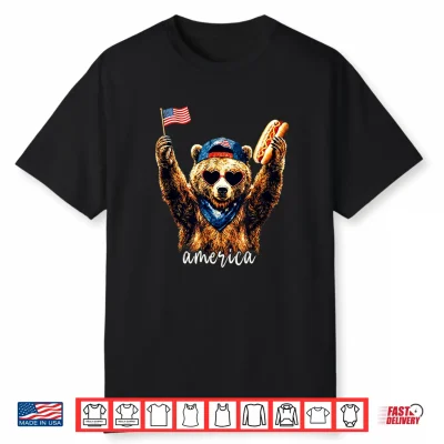 America Meme Bear Hotdog 250 Years 1776 2026 4Th Of July Shirt