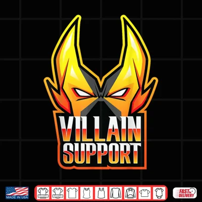 Villain Support Front Back Logo Tee Shirt 4 Design Villain Support Front Back Logo Tee Shirt