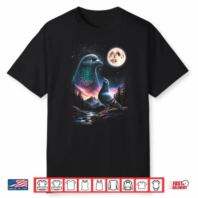 Pigeon Howling Moon Funny 90S Meme Shirt
