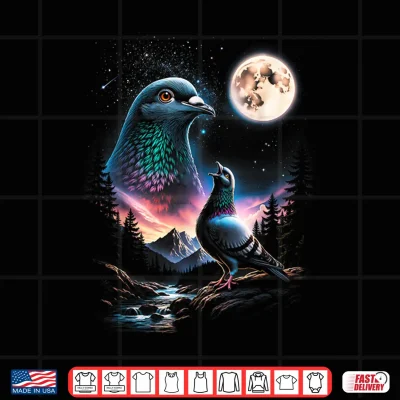 Design Pigeon Howling Moon Funny 90s Meme Shirt