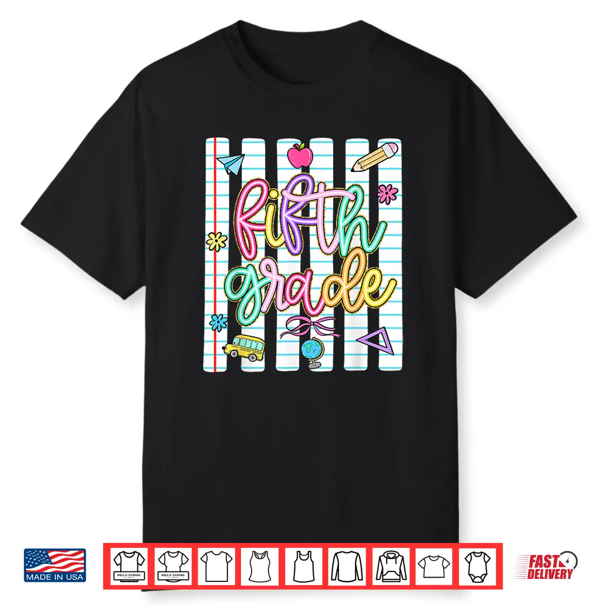 Striped Preppy Fifth Grade Back To School Teacher Girl Kids Shirt Striped Preppy Fifth Grade Back To School Teacher Girl Kids Shirt