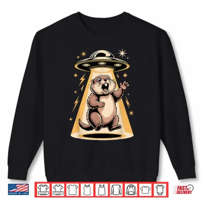 Sweatshirt Screaming Marmot UFO Alien Groundhog Meme Shirt