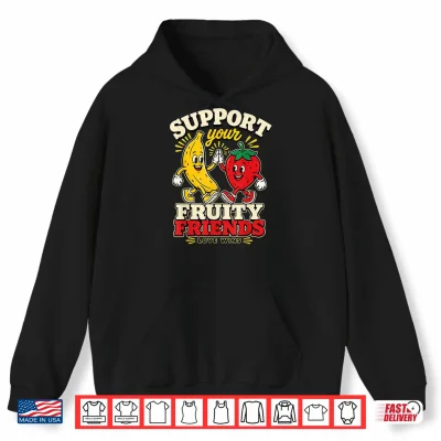 Hoodie Support Your Fruity Friends Love Wins Retro Mascot Pride Shirt