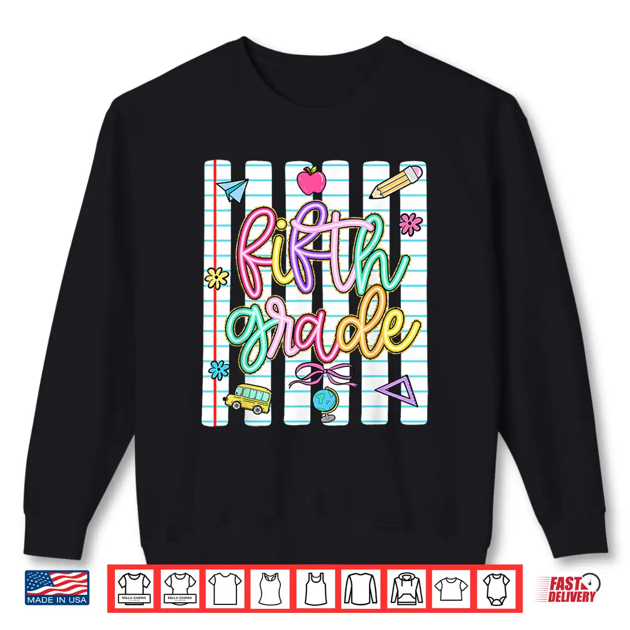 Striped Preppy Fifth Grade Back To School Teacher Girl Kids Shirt Striped Preppy Fifth Grade Back To School Teacher Girl Kids Shirt