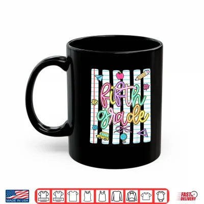 Striped Preppy Fifth Grade Back To School Teacher Girl Kids Shirt 3 Mug Striped Preppy Fifth Grade Back to School Teacher Girl Kids Shirt