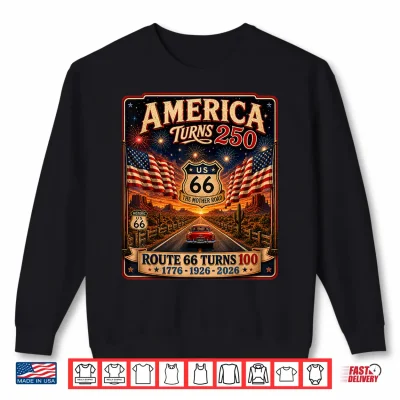 Vintage Usa 250 Us Highway 66 Road Anniversary For Women Shirt 2 Sweatshirt Vintage USA 250 US Highway 66 Road Anniversary for Women Shirt