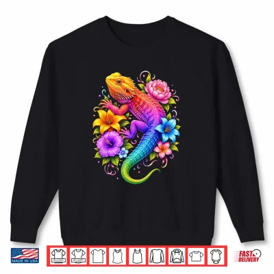 Colorful Floral Bearded Dragon Flowers Rainbow Women Girls Shirt 2 Sweatshirt Colorful Floral Bearded Dragon Flowers Rainbow Women Girls Shirt