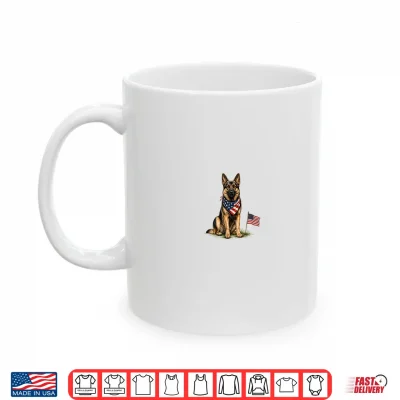 Mug German Shepherd Dog 4th of July American USA Flag Dog Mom Shirt
