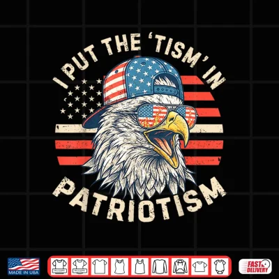 Design I Put The Tism in Patriotism Athletic Eagle 4th of July Kids Shirt