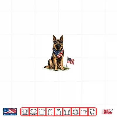 Design German Shepherd Dog 4th of July American USA Flag Dog Mom Shirt