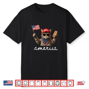 Usa America Cat Hot Dog 1776 2026 4Th Of July 250 Years Shirt