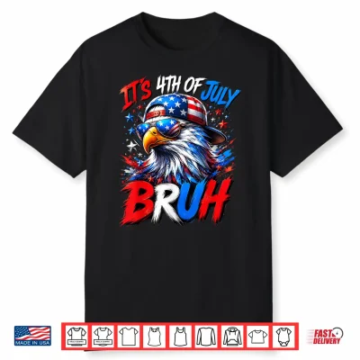 Bruh 4Th Of July Boys Kids Fourth Of July Bald Eagle Shirt