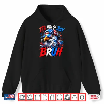 Hoodie Bruh 4th of July Boys Kids Fourth of July Bald Eagle Shirt