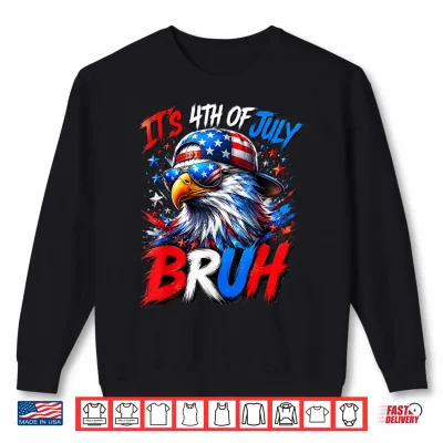 Sweatshirt Bruh 4th of July Boys Kids Fourth of July Bald Eagle Shirt