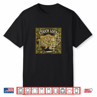 Couch Lock Cat Art Nouveau Stoner Aesthetic Tee Shirt