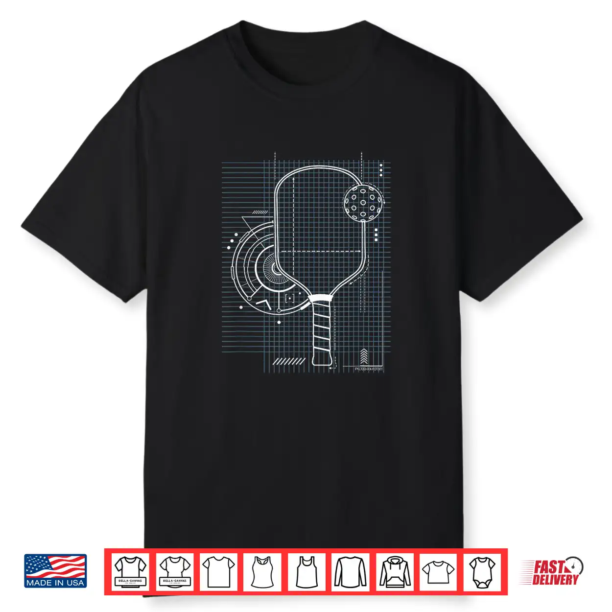 Pickleball Blueprint Patent Style Paddle Technical Graphic Shirt Pickleball Blueprint Patent Style Paddle Technical Graphic Shirt
