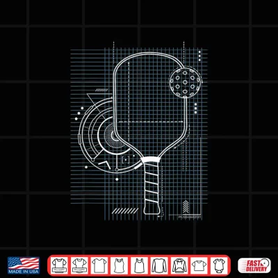 Pickleball Blueprint Patent Style Paddle Technical Graphic Shirt 4 Design Pickleball Blueprint Patent Style Paddle Technical Graphic Shirt