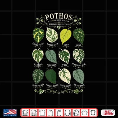 Pothos Plant Varieties Botanical Houseplant Design Shirt 4 Design Pothos Plant Varieties Botanical Houseplant Design Shirt