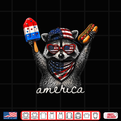 America Raccoon Ice Cream & Hot Dog 1776 2026 4Th Of July Shirt 4 Design America Raccoon Ice Cream Hot Dog 1776 2026 4th of July Shirt