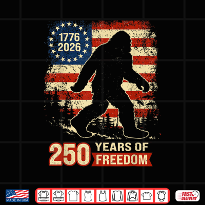 Design Bigfoot Patriotic 250 Anniversary Freedom American USA Flag Shirt