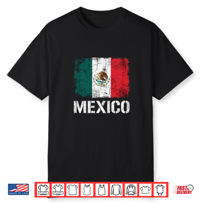 Mexican Flag Vintage Eagle Emblem Distressed Mexico Performance Shirt
