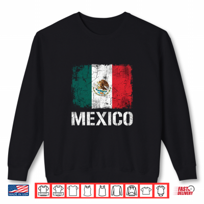 Sweatshirt Mexican Flag Vintage Eagle Emblem Distressed Mexico Performance Shirt