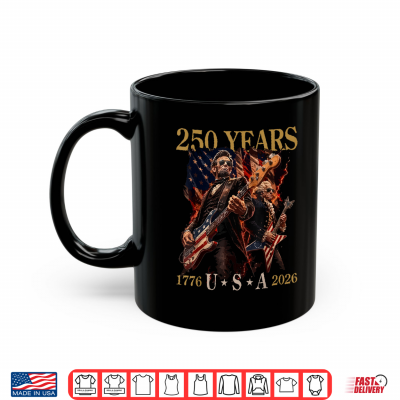 Mug Presidents Abe Lincoln and George Washington Playing Guitar Shirt