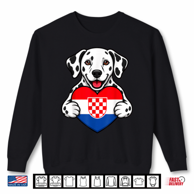 Sweatshirt Croatia Dalmatian Dog Heart Flag Graphic Men Women Shirt