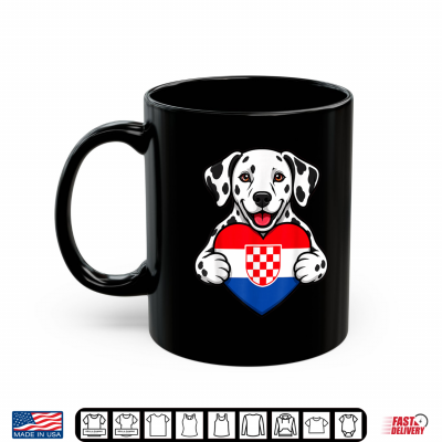 Mug Croatia Dalmatian Dog Heart Flag Graphic Men Women Shirt