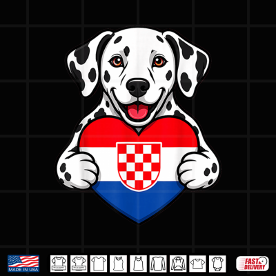 Design Croatia Dalmatian Dog Heart Flag Graphic Men Women Shirt