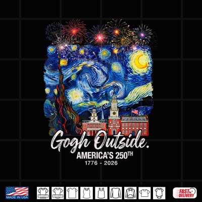 Design Gogh Outside Americas 250th 1776 2026 USA Starry Night Shirt
