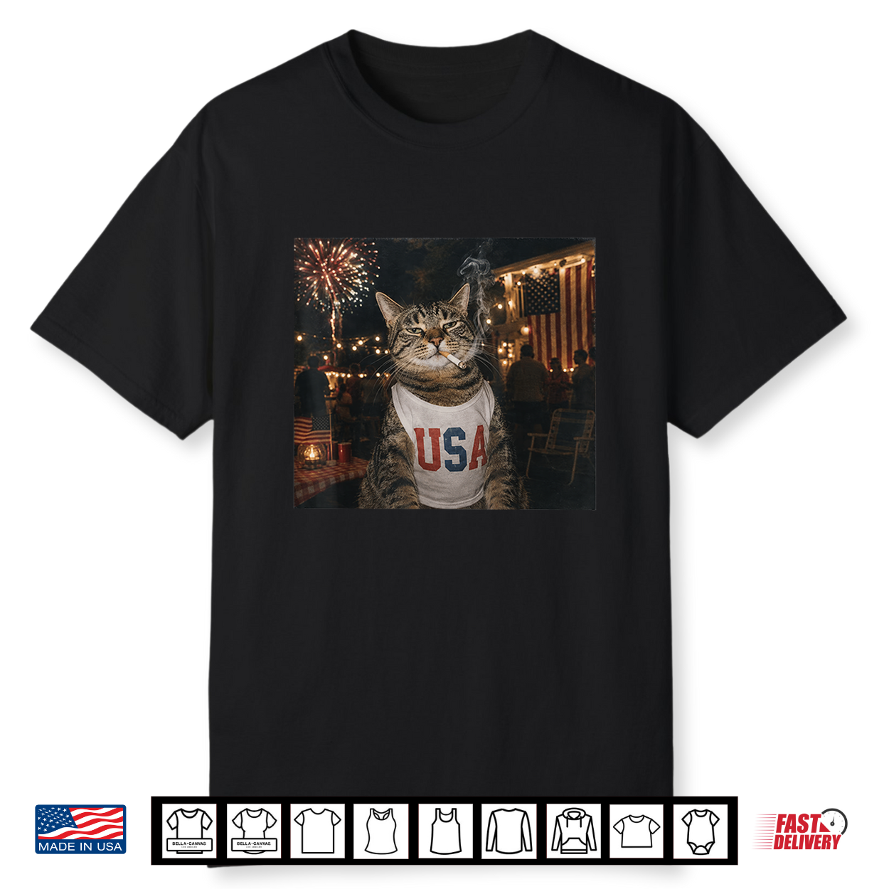 Funny Patriotic Smoking Cat Fireworks 4Th Of July Usa Flag Shirt Funny Patriotic Smoking Cat Fireworks 4Th Of July Usa Flag Shirt
