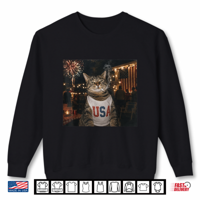 Funny Patriotic Smoking Cat Fireworks 4Th Of July Usa Flag Shirt 2 Sweatshirt Funny Patriotic Smoking Cat Fireworks 4th of July USA Flag Shirt