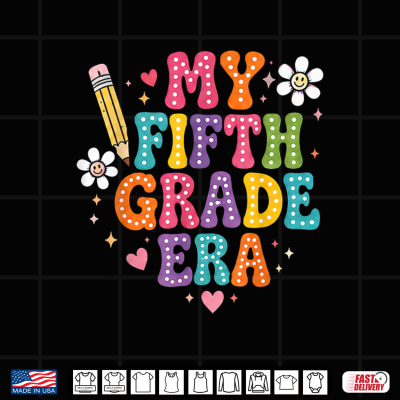 Design Retro Groovy in My Fifth Grade Era First Day Back to School Shirt