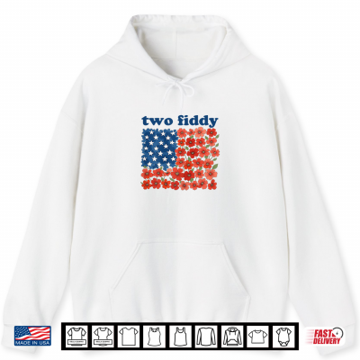Hoodie Two Fiddy Funny American Flag 4th of July Girls Women Shirt