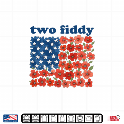 Design Two Fiddy Funny American Flag 4th of July Girls Women Shirt
