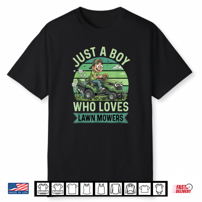 Funny Lawn Mowing Boys Kids Lawn Mower Gardening Shirt