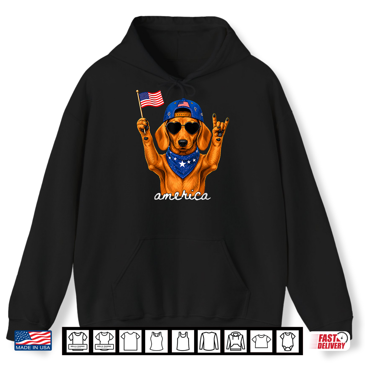 Funny America Dachshund Rock On American Flag 4Th Of July Shirt Funny America Dachshund Rock On American Flag 4Th Of July Shirt